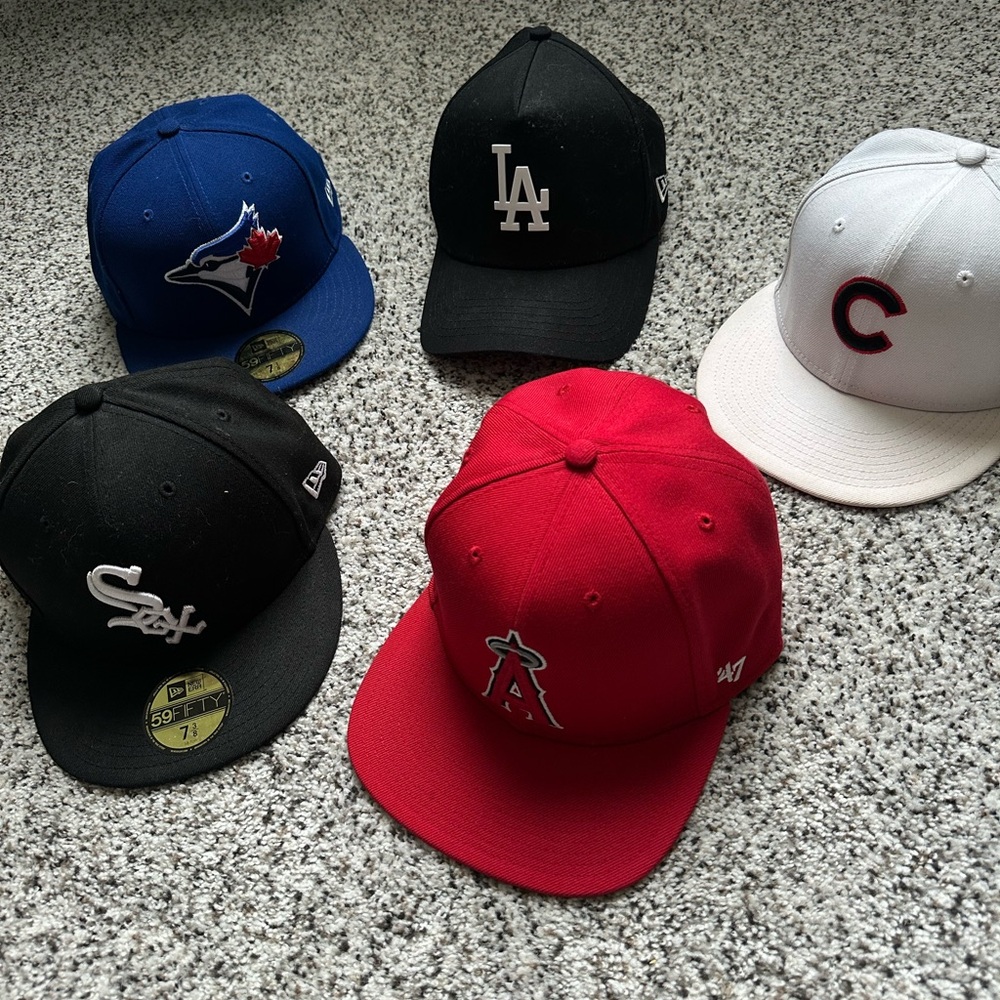 MLB Team Logo Baseball Cap Bundle + Black LA Hat